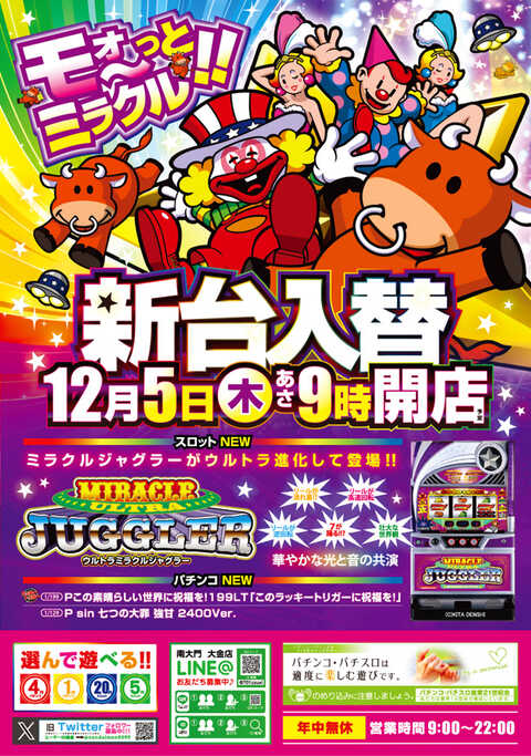 20スロ全台平均差枚数+600枚超え？！まだまだ穴場の超優良店に注目せよ。【マルハン黒磯店 12月1日】 | スロパチステーション パチンコ